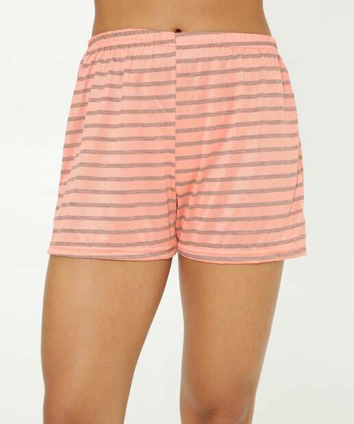 Pijama Feminino Listrado Borboletas Manga Curta Marisa