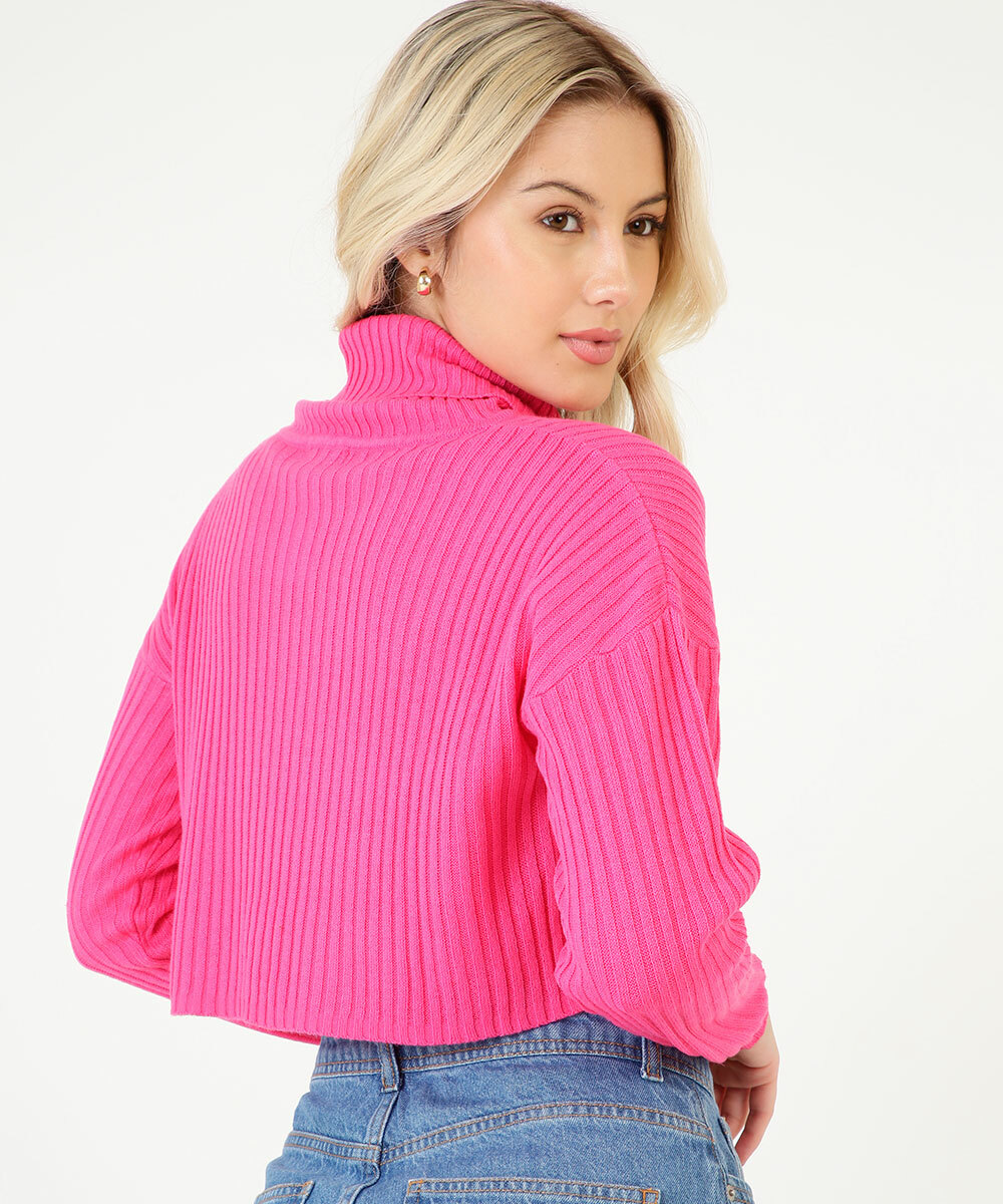 Suéter Feminino Cropped Tricô Gola Alta Marisa | Marisa
