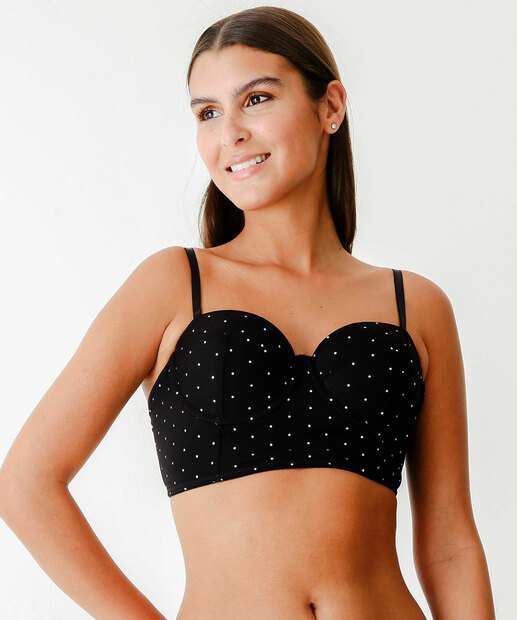 Sutiã Bra Top Com Bojo Strass Marisa Preto