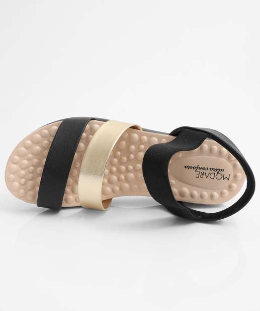 Sandália Feminina Flatform Tiras Modare Preto