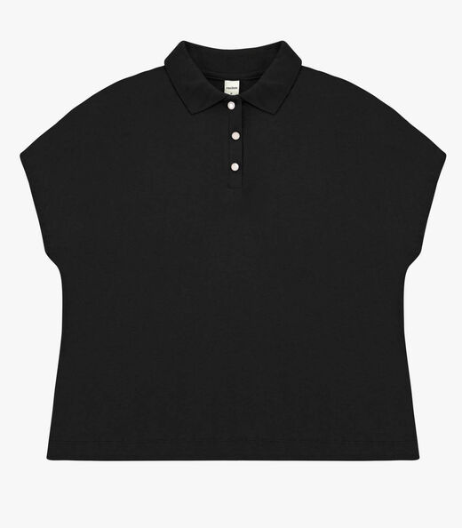 Blusa Feminina Visco Tricot Gola Polo Rovitex Preto
