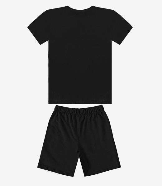 Conjunto Camiseta com Bermuda Rovitex Kids Preto