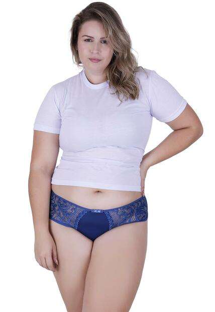 Calcinha Carícia Plus Size Microfibra Concept Lingerie Azul