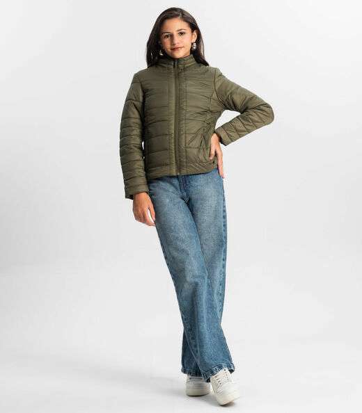 Jaqueta Puffer Juvenil Feminina Minty Verde