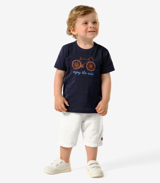 Camiseta Infantil Meia Malha Estampa Trick Nick Azul