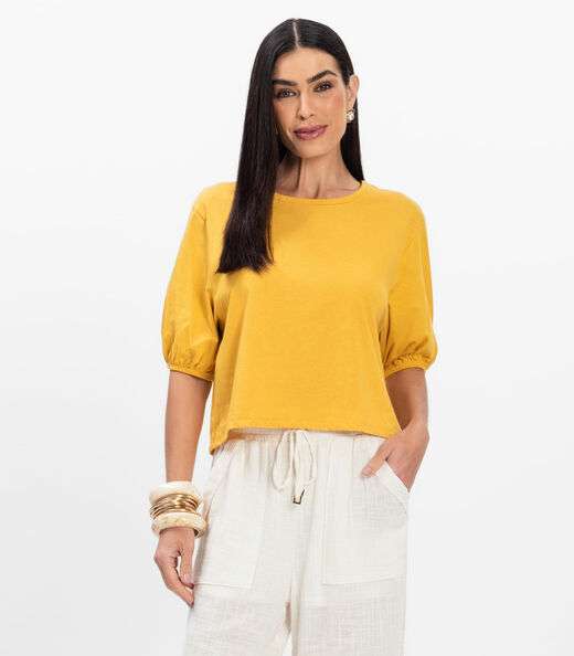 Image_Blusa Manga Camponesa Feminina Rovitex Amarelo