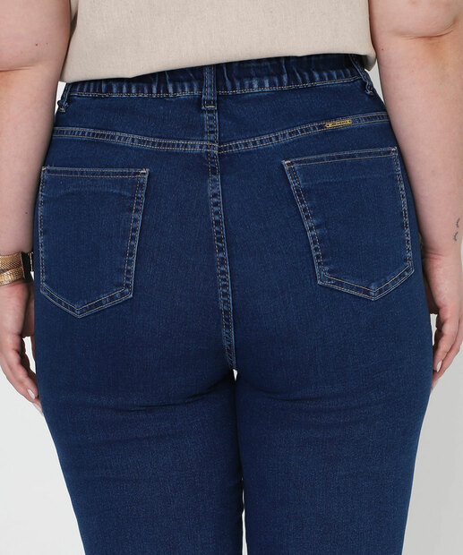 Calça Plus Size Feminina Mom Jeans Sawary Azul