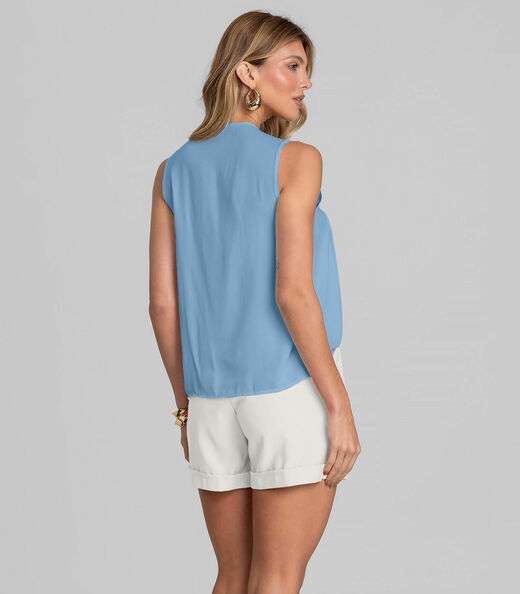 Regata Feminina com Pregas Dianna Azul