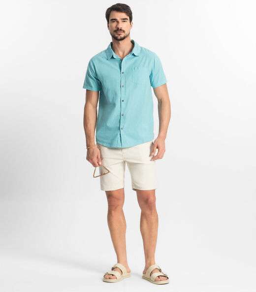 Camisa Masculina Em Tricoline Diametro Azul