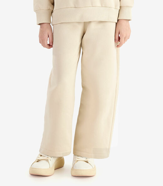 Conjunto Blusão Com Calça Wide Moletom Rovi Kids Bege