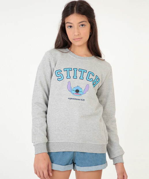 Blusão Juvenil Moletom Flanelado Stitch Disney Tam 10 a 16