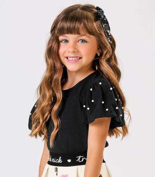 Conjunto Blusa Com Saia Sublimada Trick Nick Preto