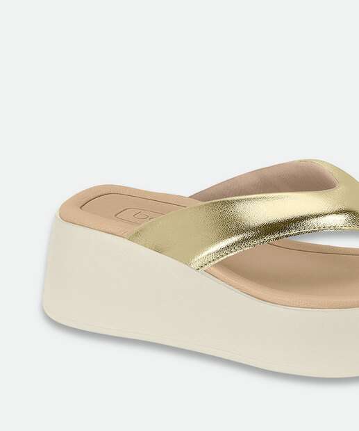 Tamanco Feminino Flatform Metalizado Beira Rio Dourado