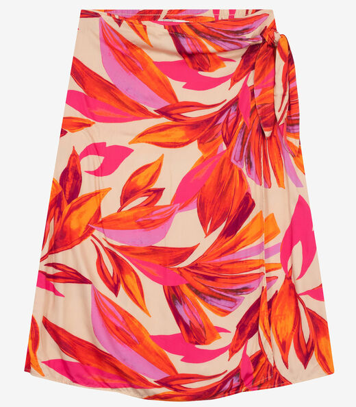 Saia Midi Plus Size em Viscose Secret Glam Laranja