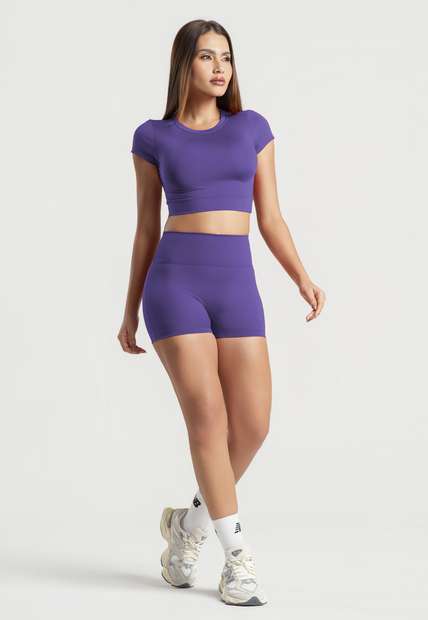 Cropped Manga Curta Roxo Wemood