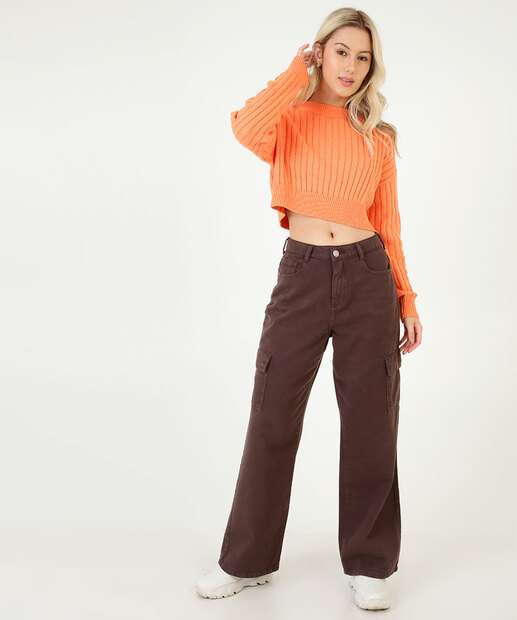 Suéter Feminino Cropped Tricô Marisa