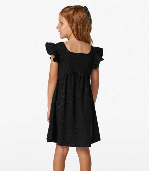 Vestido Infantil em Cotton Glitter Trick Nick Preto