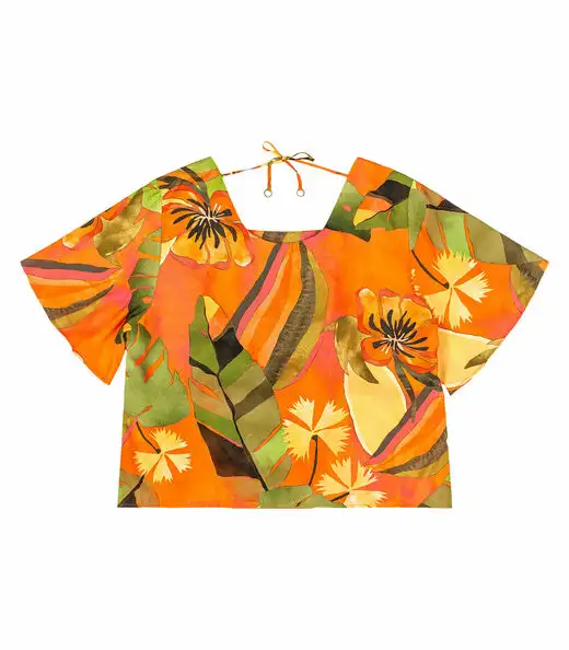 Blusa Feminina Plus Size Estampada Secret Glam Laranja