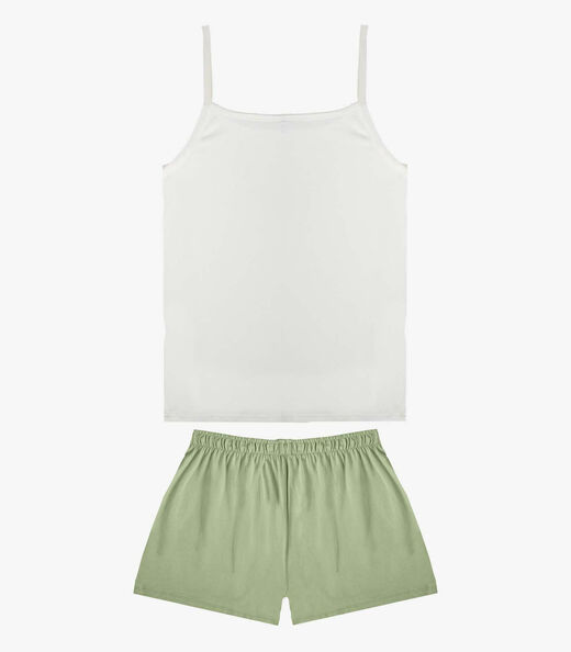 Pijama Feminino Blusa De Alça E Short Infinita Cor Verde