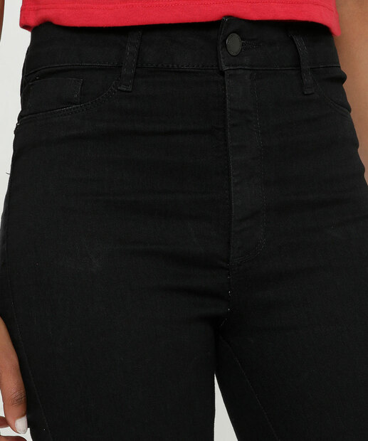 Calça Jeans Feminina Cintura Alta Bolsos