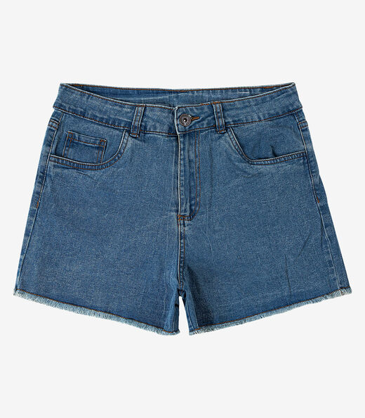 Shorts Jeans Azul Feminino Adulto Básico Select