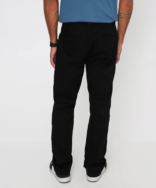Calça Masculina Slim Sarja Chino Bolsos Marisa Preto