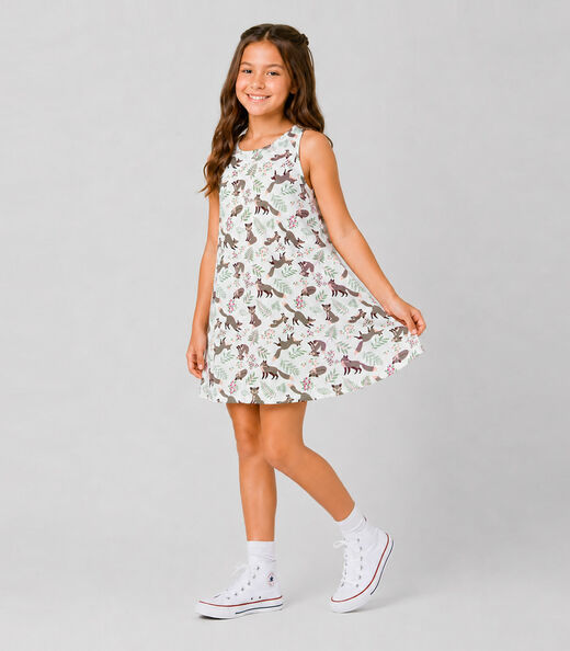 Vestido Infantil Feminino Estampado Select Branco