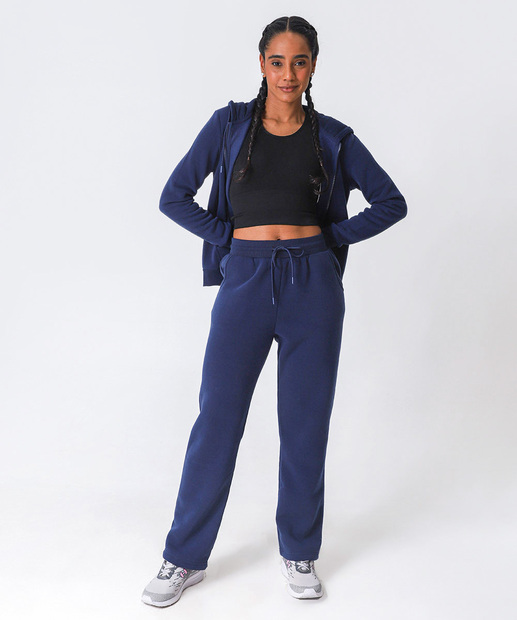 Image_Calça Feminina Moletom Fitness Reta Marisa Azul