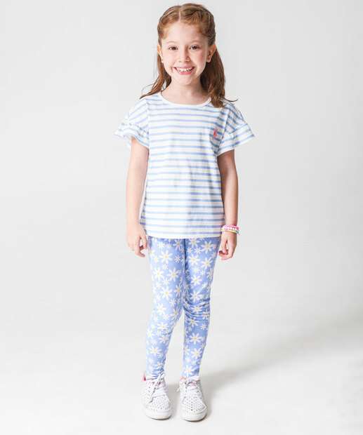 Image_Calça Infantil Legging Estampa Flores Marisa Tam 4 a 10 Rosa