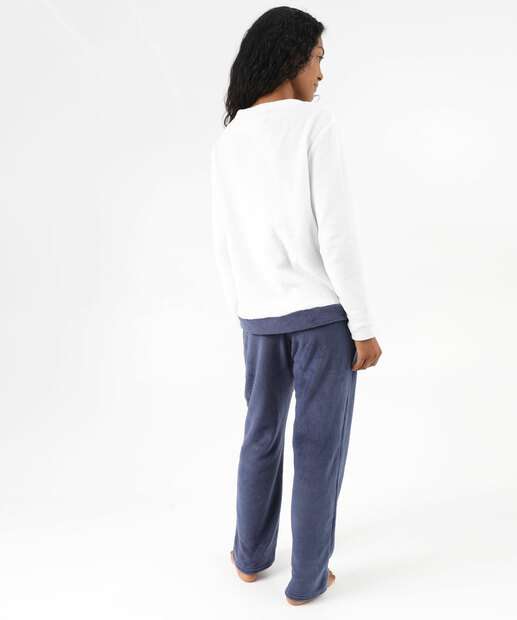 Pijama Feminino Plush Manga Longa Recorte Marisa