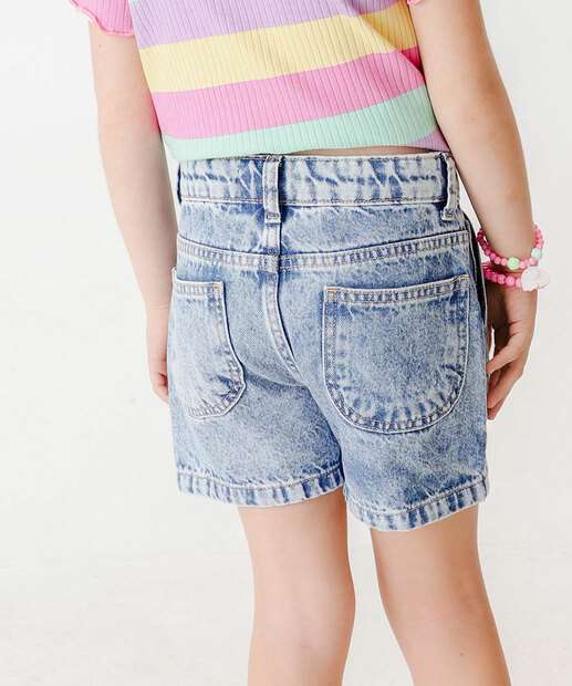 Short Infantil Jeans Bolsos Marmorizado Marisa Tam 4 a 10