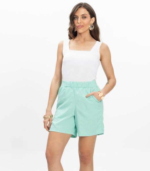 Image_Bermuda Feminina Tecido Linho Rovitex Verde