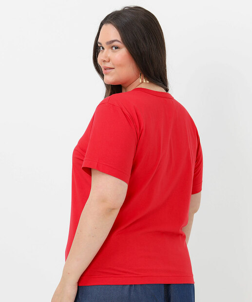 Blusa Plus Size Feminina Estampada Marisa Vermelho