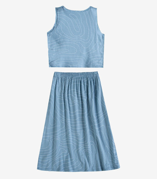 Conjunto Infantil Menina Saia e Regata Select Azul