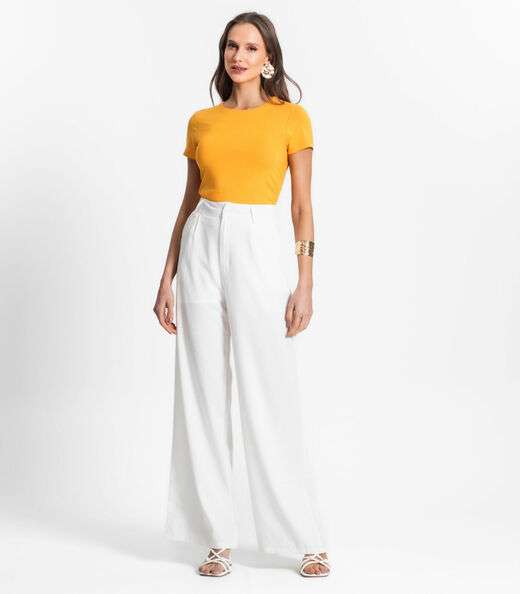 Blusa De Viscotorcion Básica Feminina Endless Amarelo