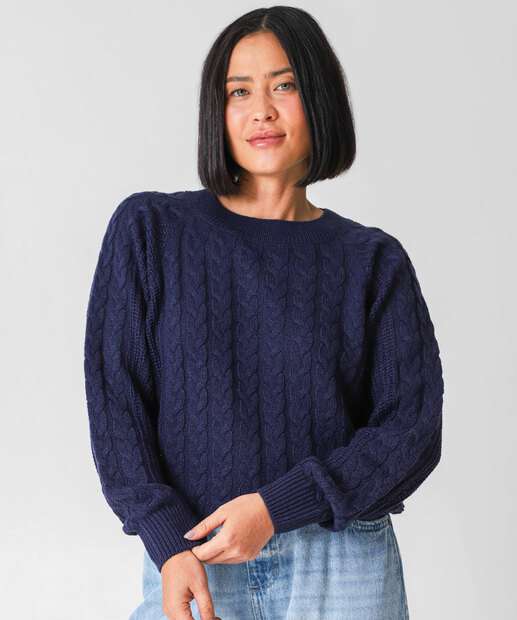 Image_Suéter Feminino Trançado Textura Marisa Azul