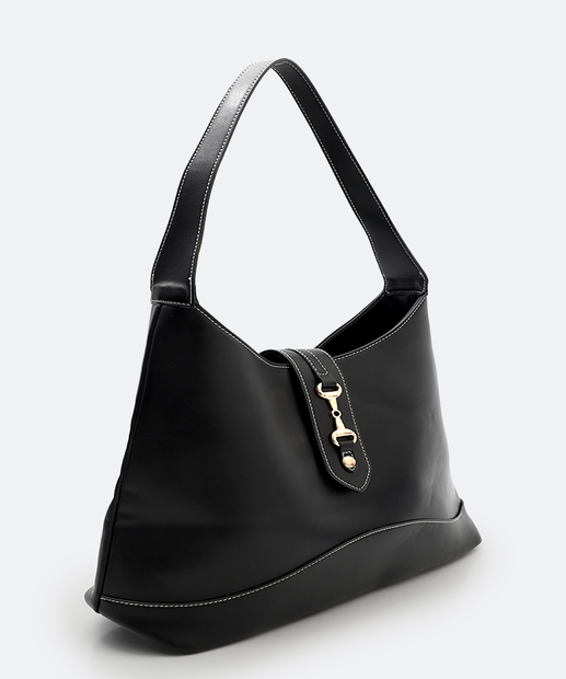 Bolsa De Ombro Tote Feminina Fivela Marisa Preta