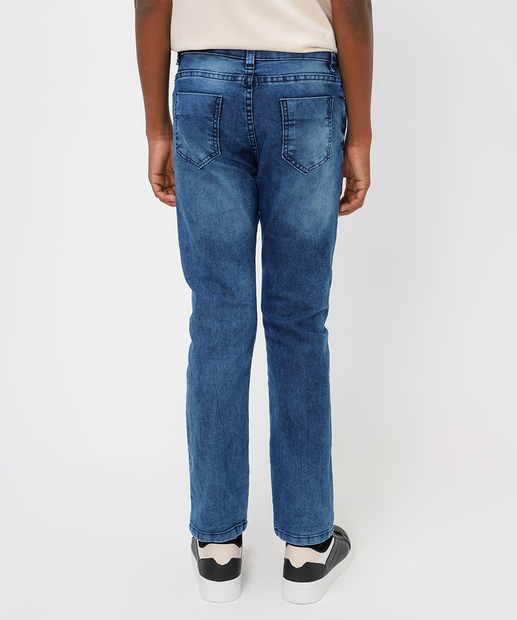 Calça Juvenil Jeans Bolsos Tam 10 a 16 Azul