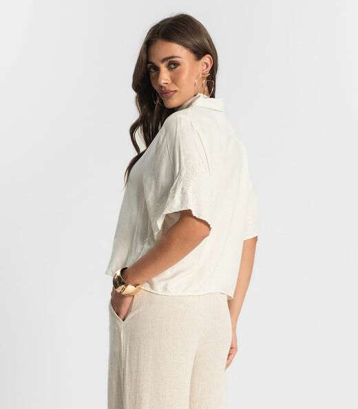 Camisa Feminina Em Viscolinho Endless Bege