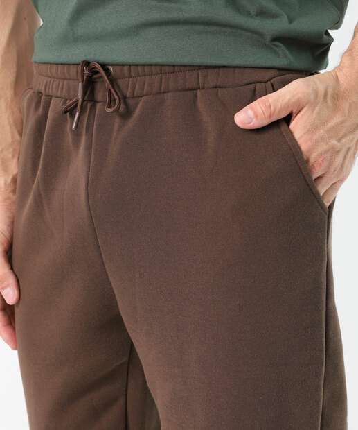 Calça Masculina Jogger Moletom Bolsos Marisa Marrom