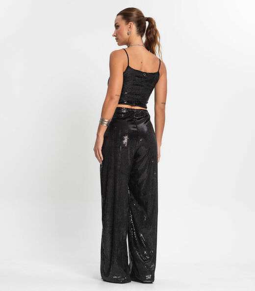 Calça De Paetê Feminina Endless Preto