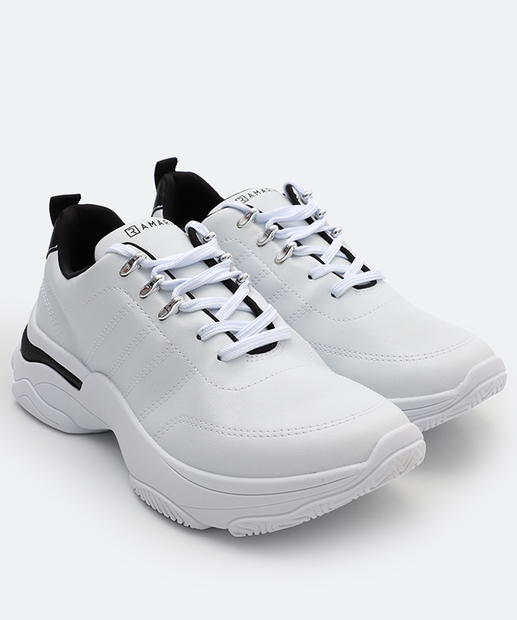 Tênis Feminino Casual Recorte Ramarim Branco