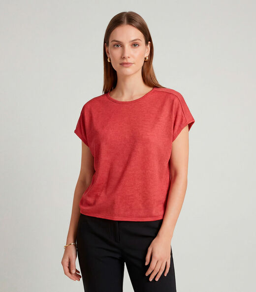 Blusa Feminina Recorte Na Costa Infinita Cor Laranja