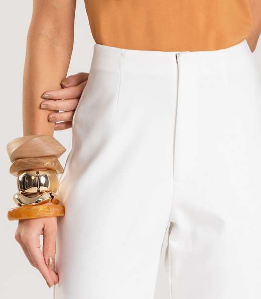 Calça Feminina em Malha Ponto Roma Dianna Bege