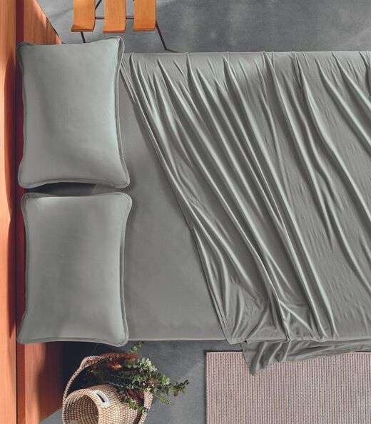 Lençol Solteiro Malha Fio Penteado Altenburg Cinza