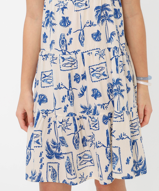 Vestido Juvenil Estampado Marisa Tam 10 a0 16 Azul