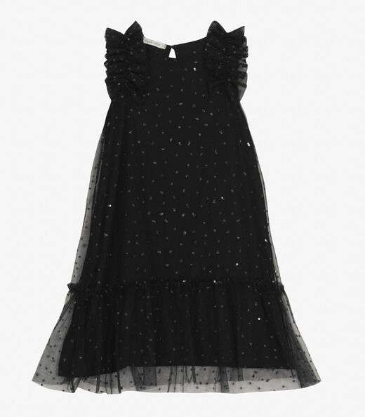 Vestido Infantil em Tule Lantejoulas Trick Nick Preto