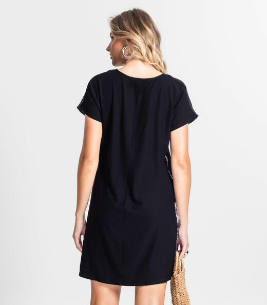 Vestido De Poly Light Feminino Estampado Endless Preto