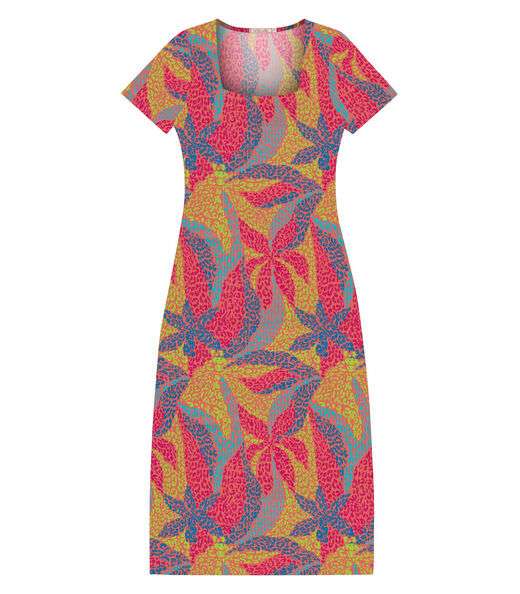 Vestido Midi Longo De Ribana Estampado Endless Rosa