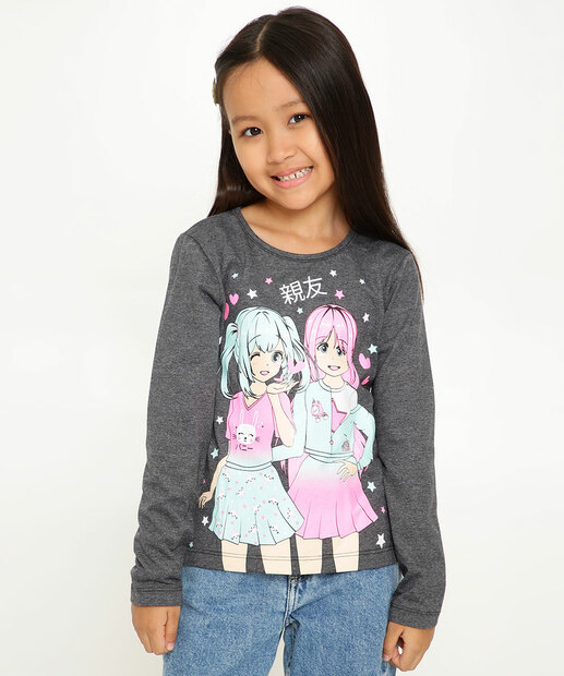 Camiseta Infantil Anime Manga Longa Marisa Tam 4 a 10